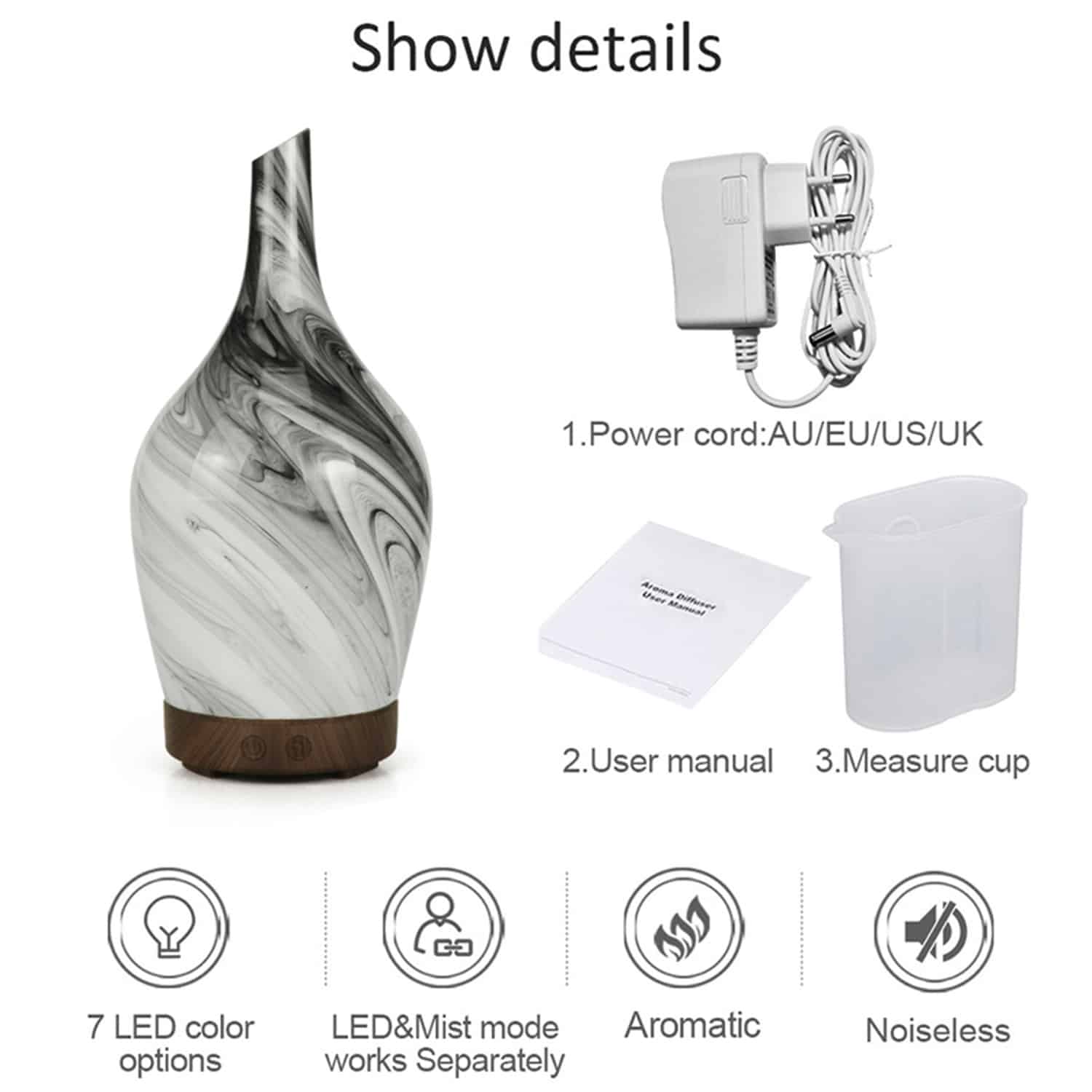Aroma Atomiser - Glass Abstract Grey UK Plug-2