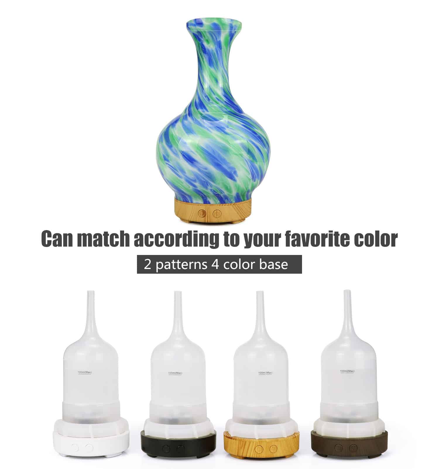 Aroma Atomiser - Glass Vase Blue and Green UK Plug-2