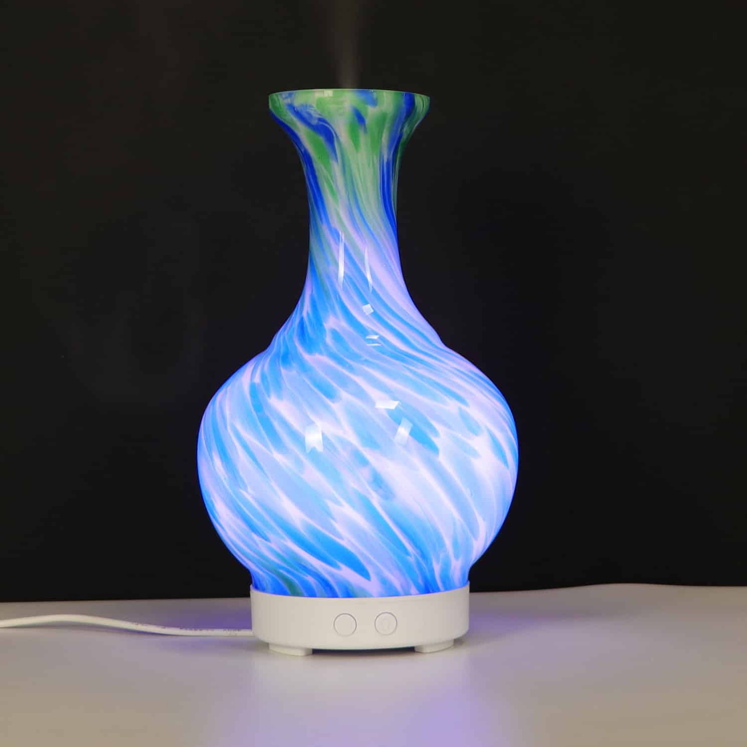 Aroma Atomiser - Glass Vase Blue and Green UK Plug-3