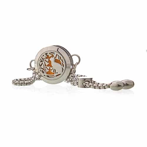 Aromatherapy Jewellery Chain Bracelet - Cat & Flowers - 20mm-2