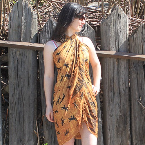 Bali Gecko Sarongs - Chocolate-3