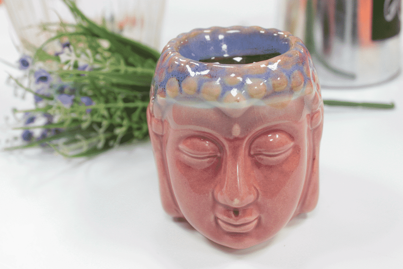 Buddha Oil Burner - Rose & Teal-2