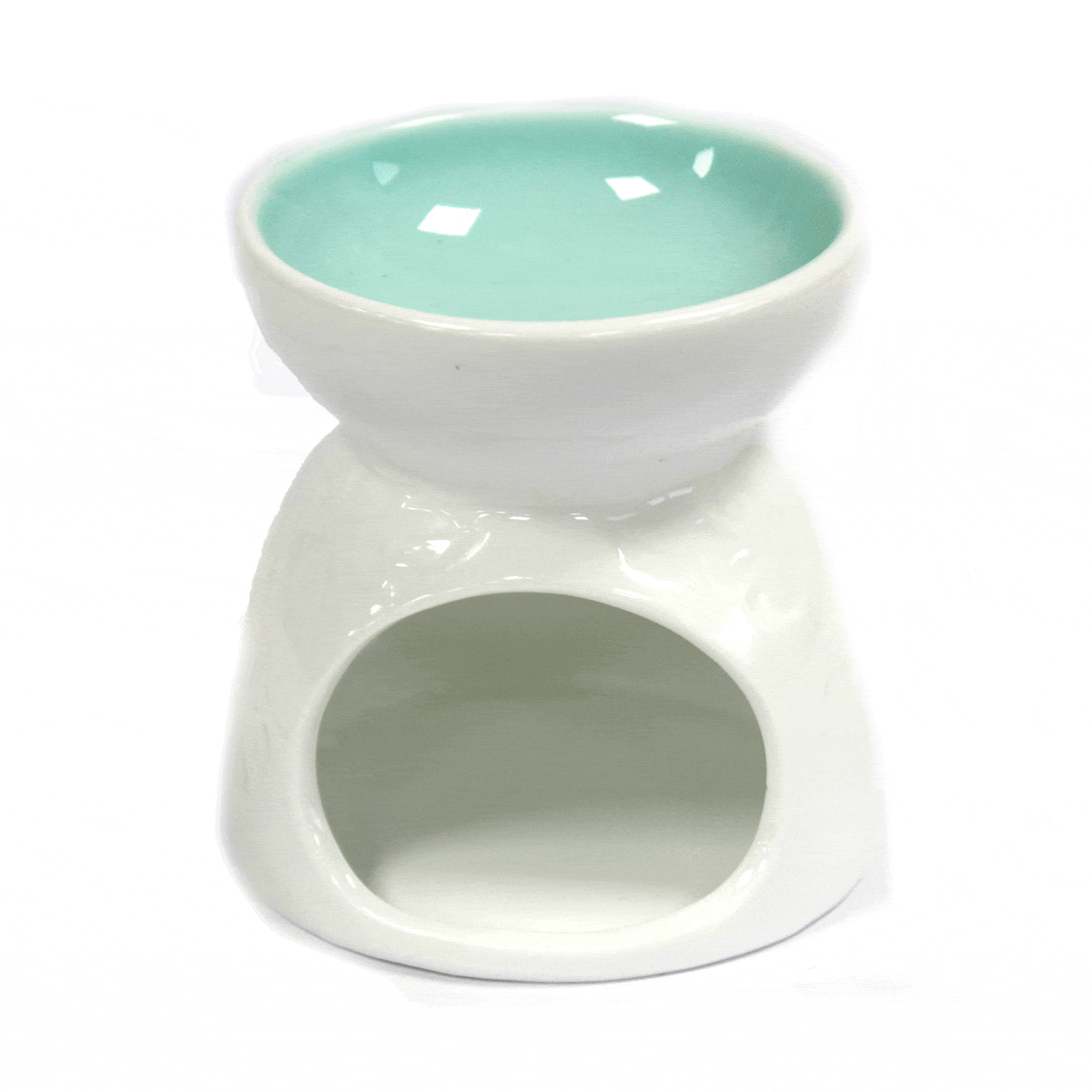 Classic White Oil Burner - Floral with Teal Well