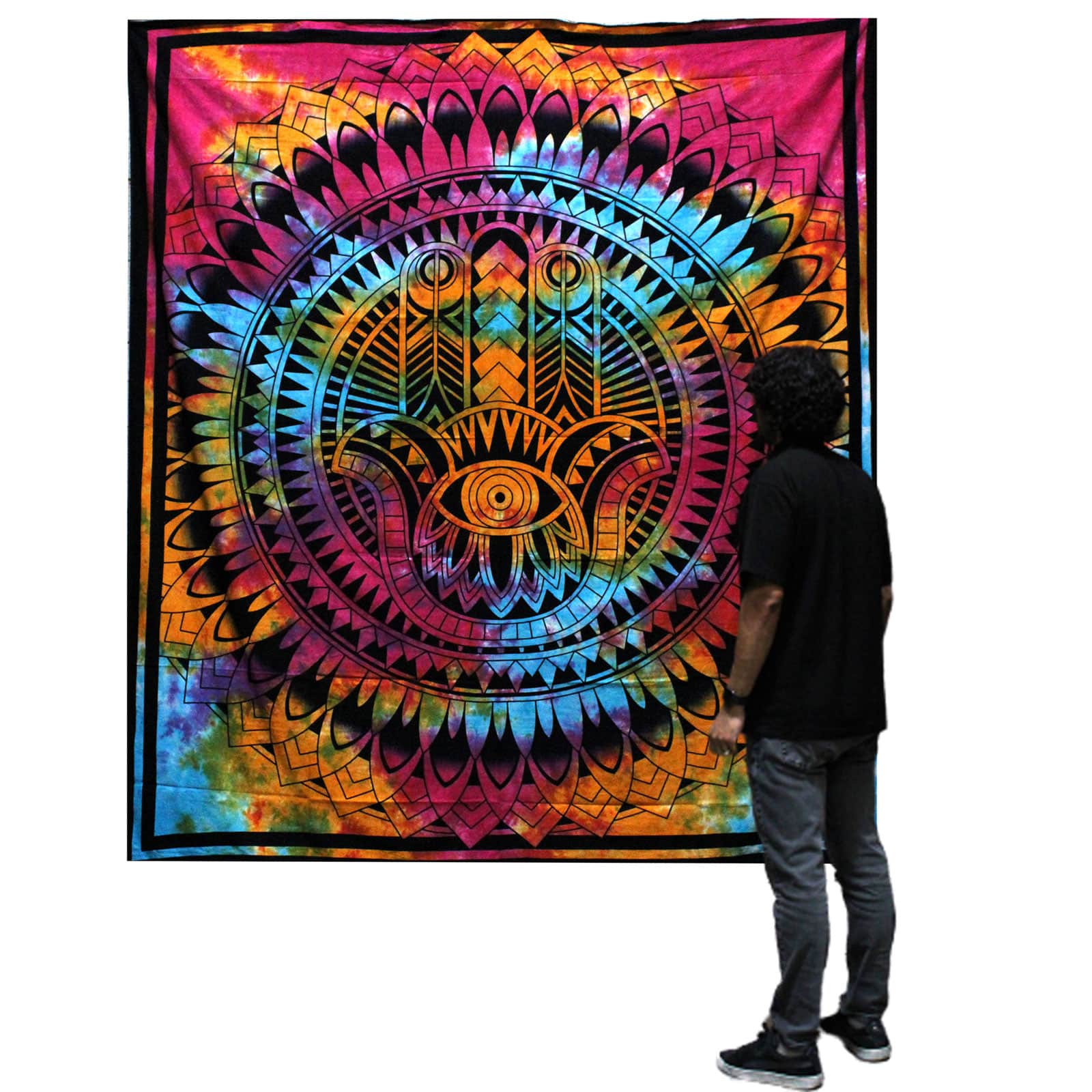 Double Cotton Bedspread + Wall Hanging - Hamsa-2