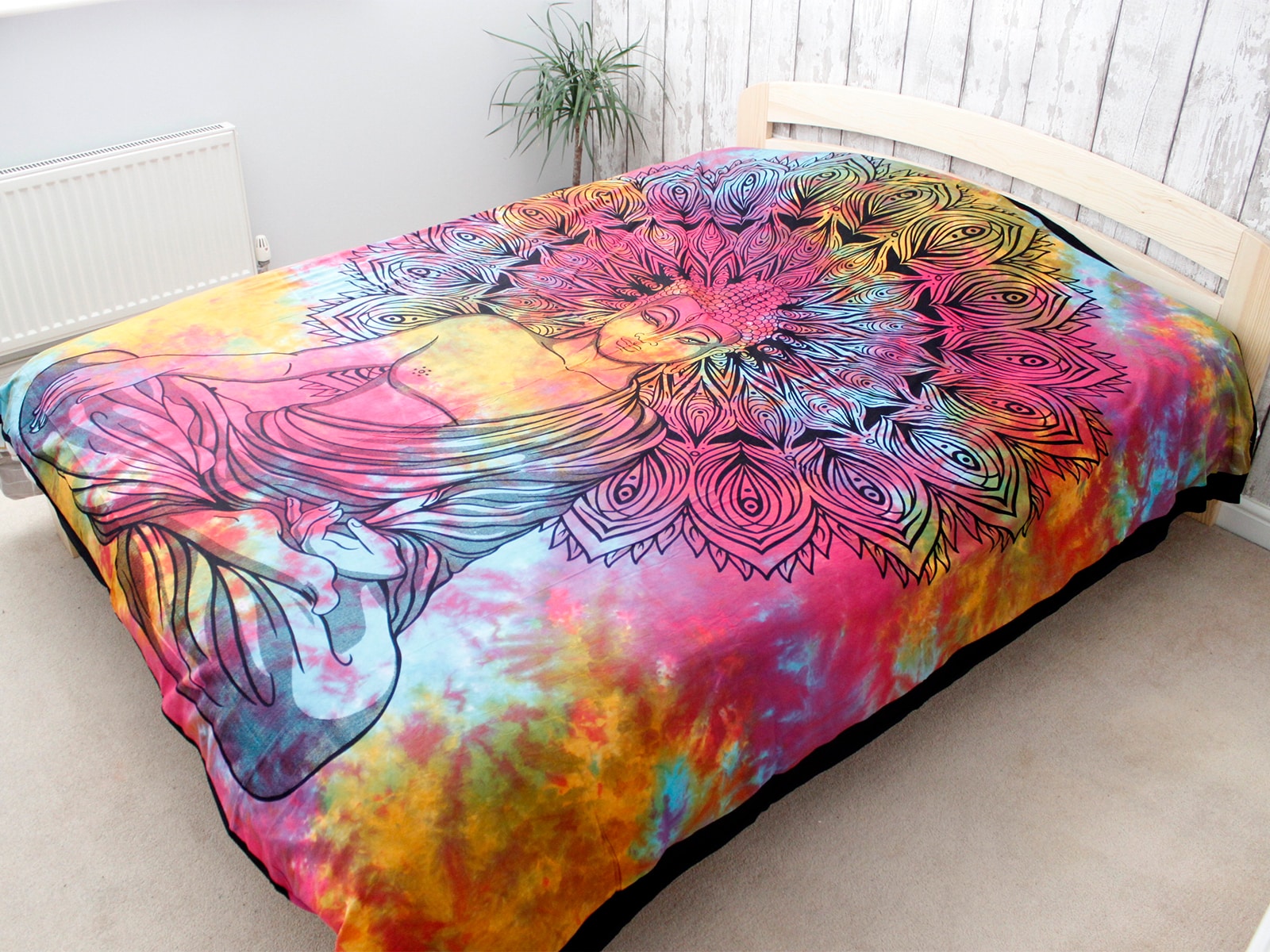 Double Cotton Bedspread + Wall Hanging - Peaceful Buddha-4