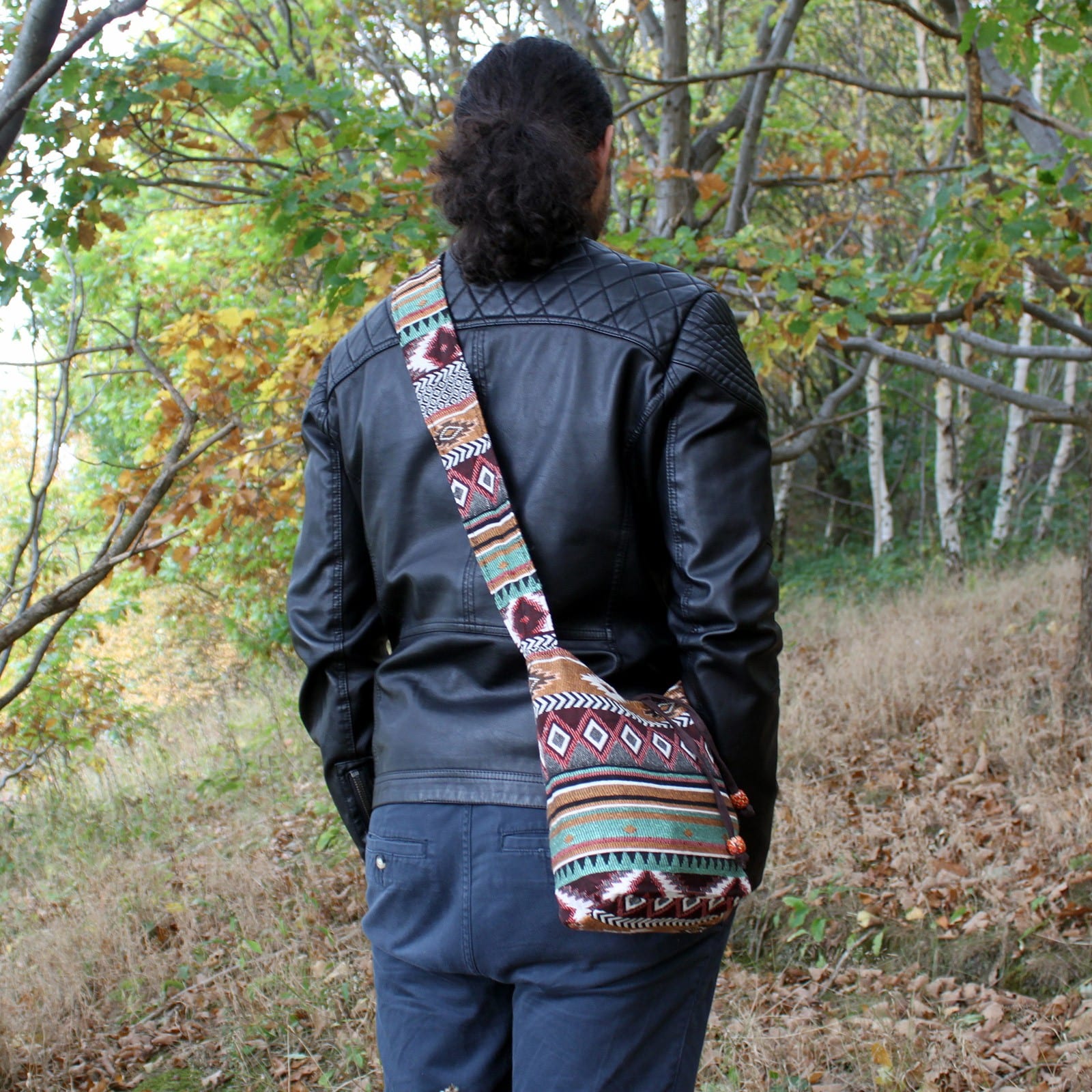Jacquard Bag - Chocolate Sling Bag-2