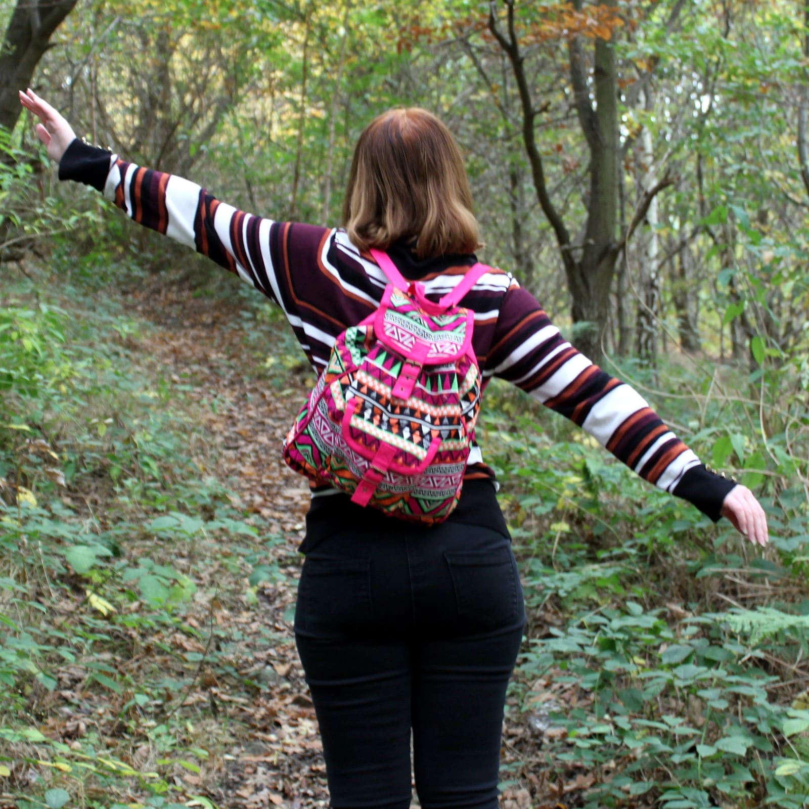 Jacquard Bag - Pink Backpack-2