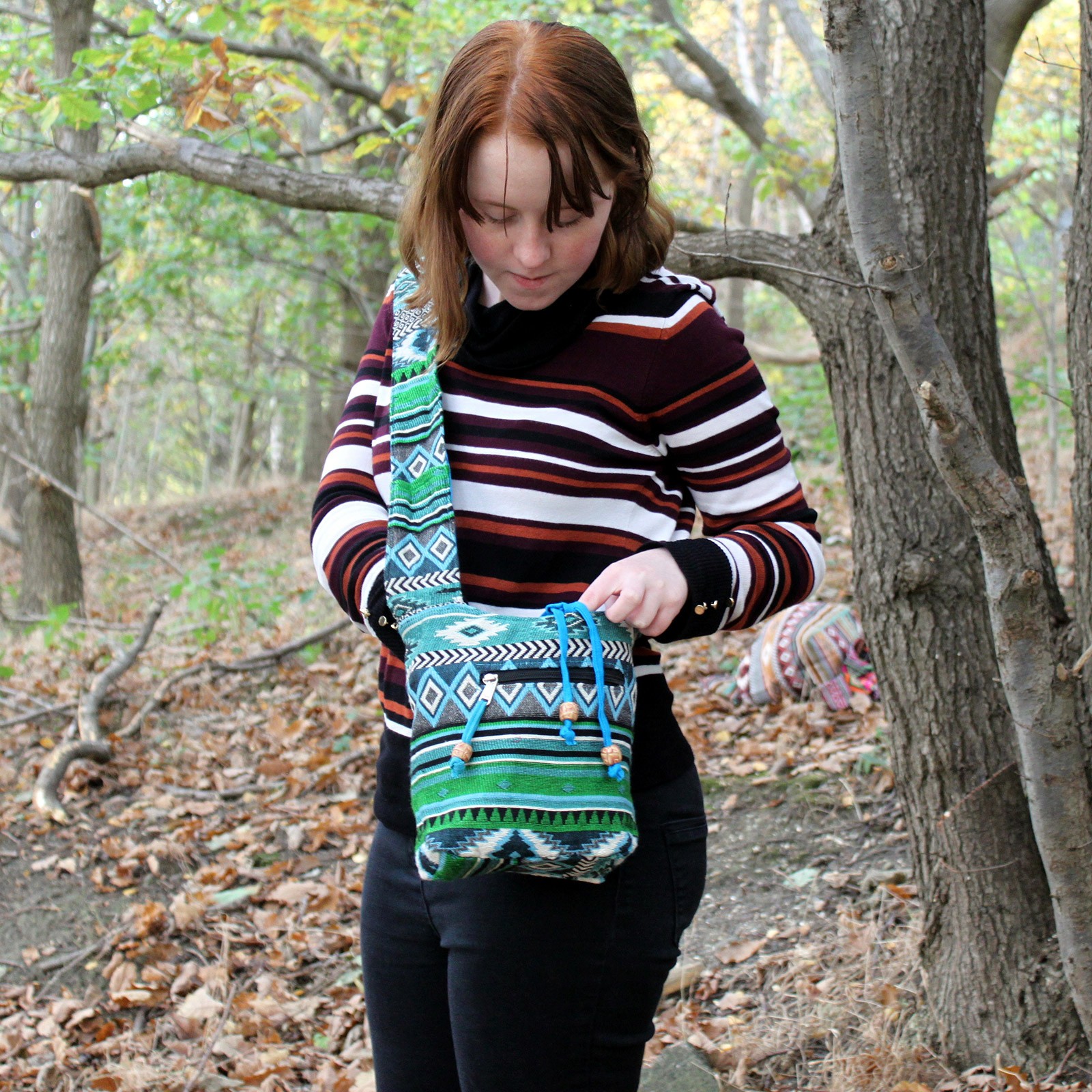 Jacquard Bag - Teal Sling Bag-2