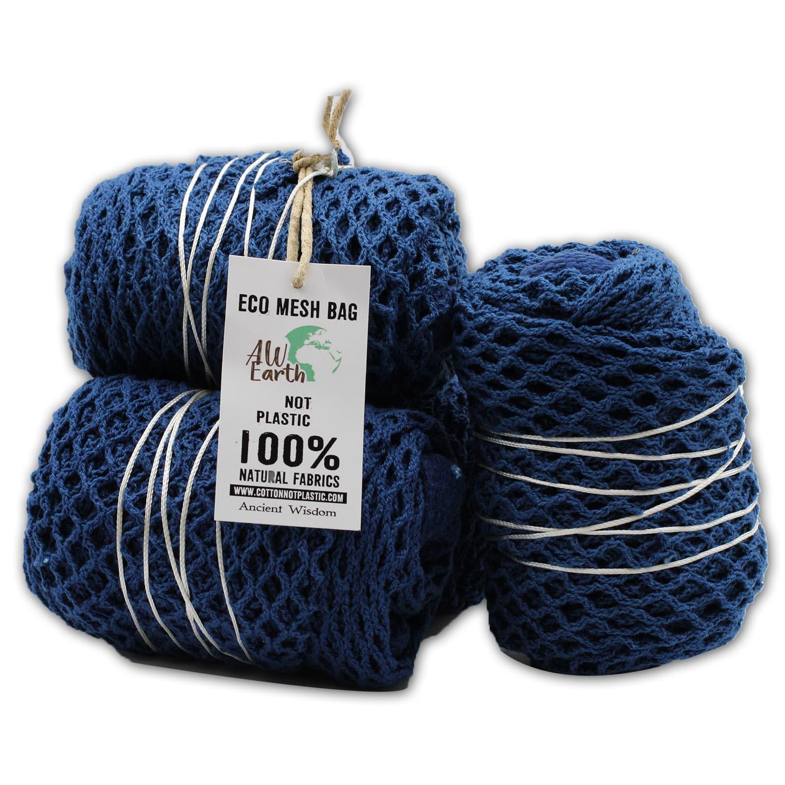 Pure Cotton Mesh Bag - Denim-2