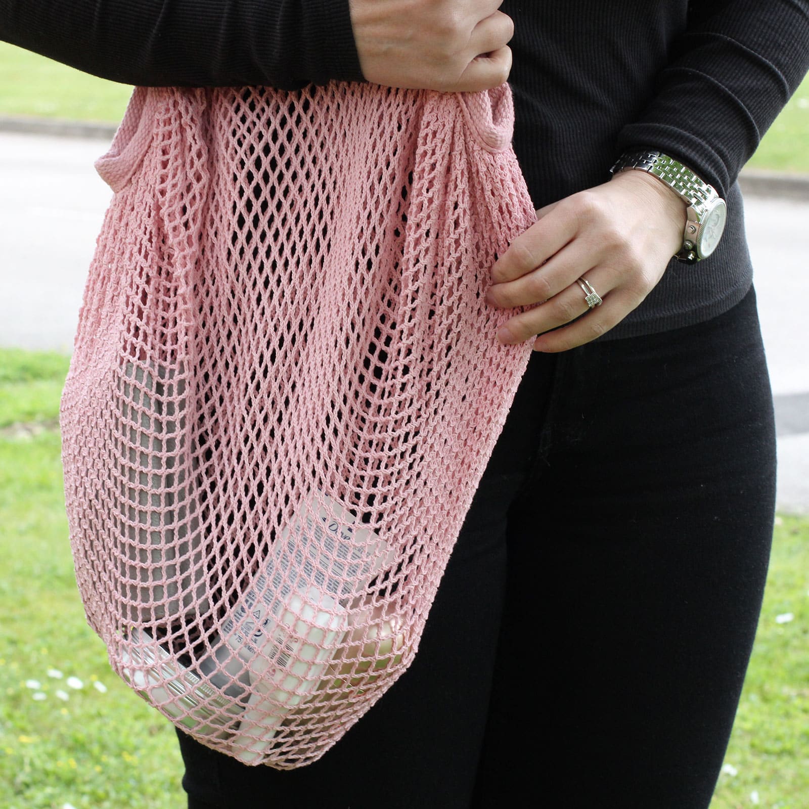 Pure Cotton Mesh Bag - Rose-2
