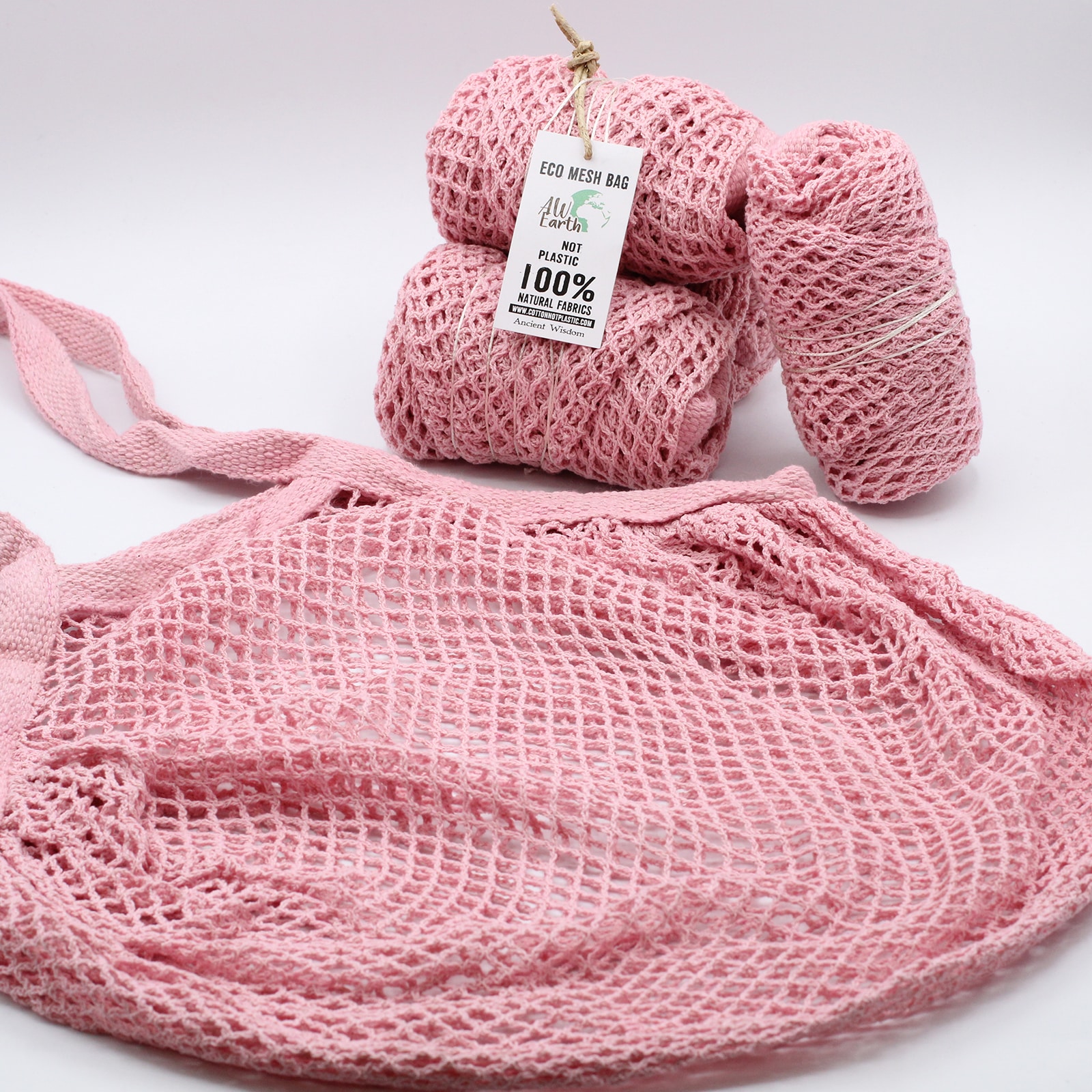Pure Cotton Mesh Bag - Rose-4