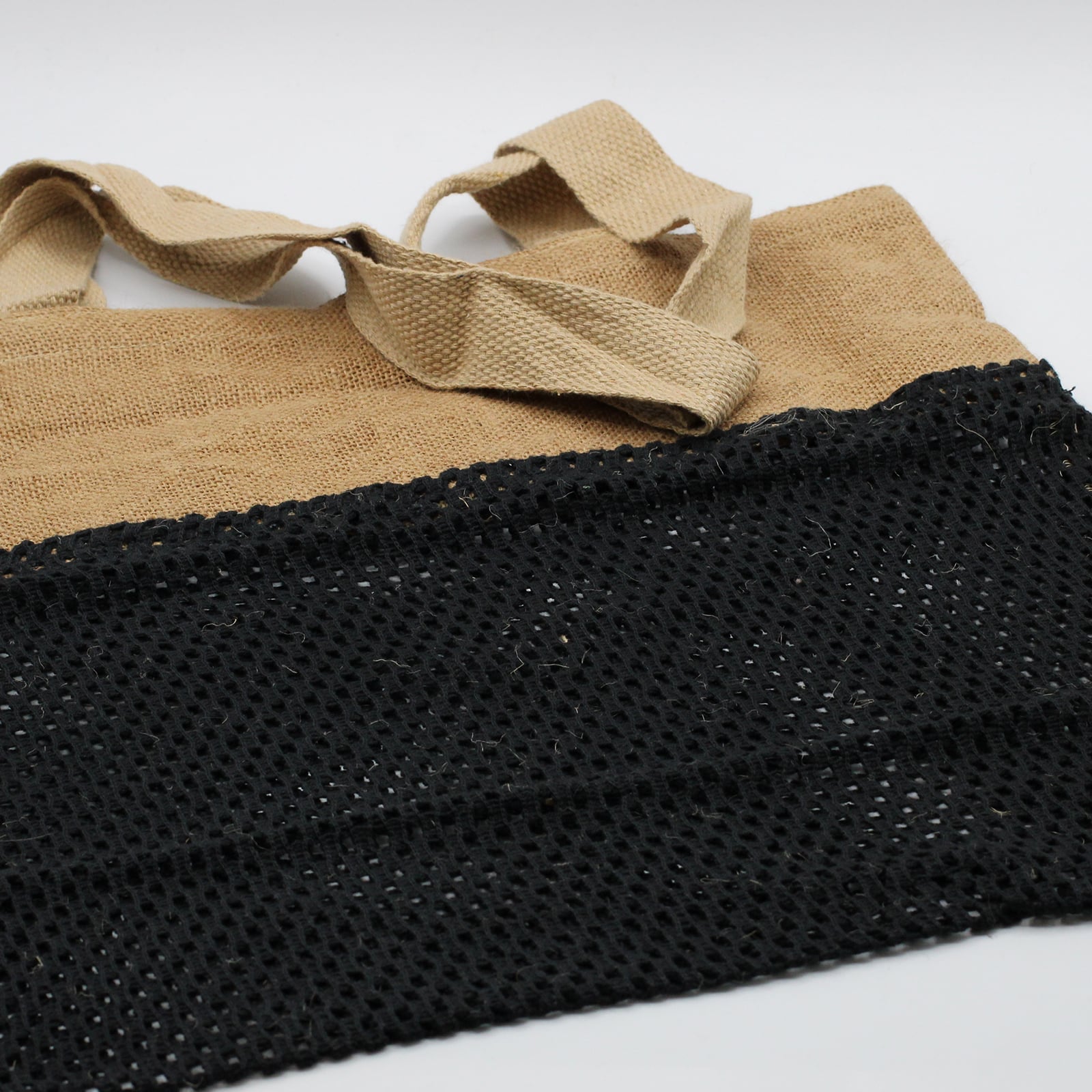 Pure Soft Jute and Cotton Mesh Bag - Black-2