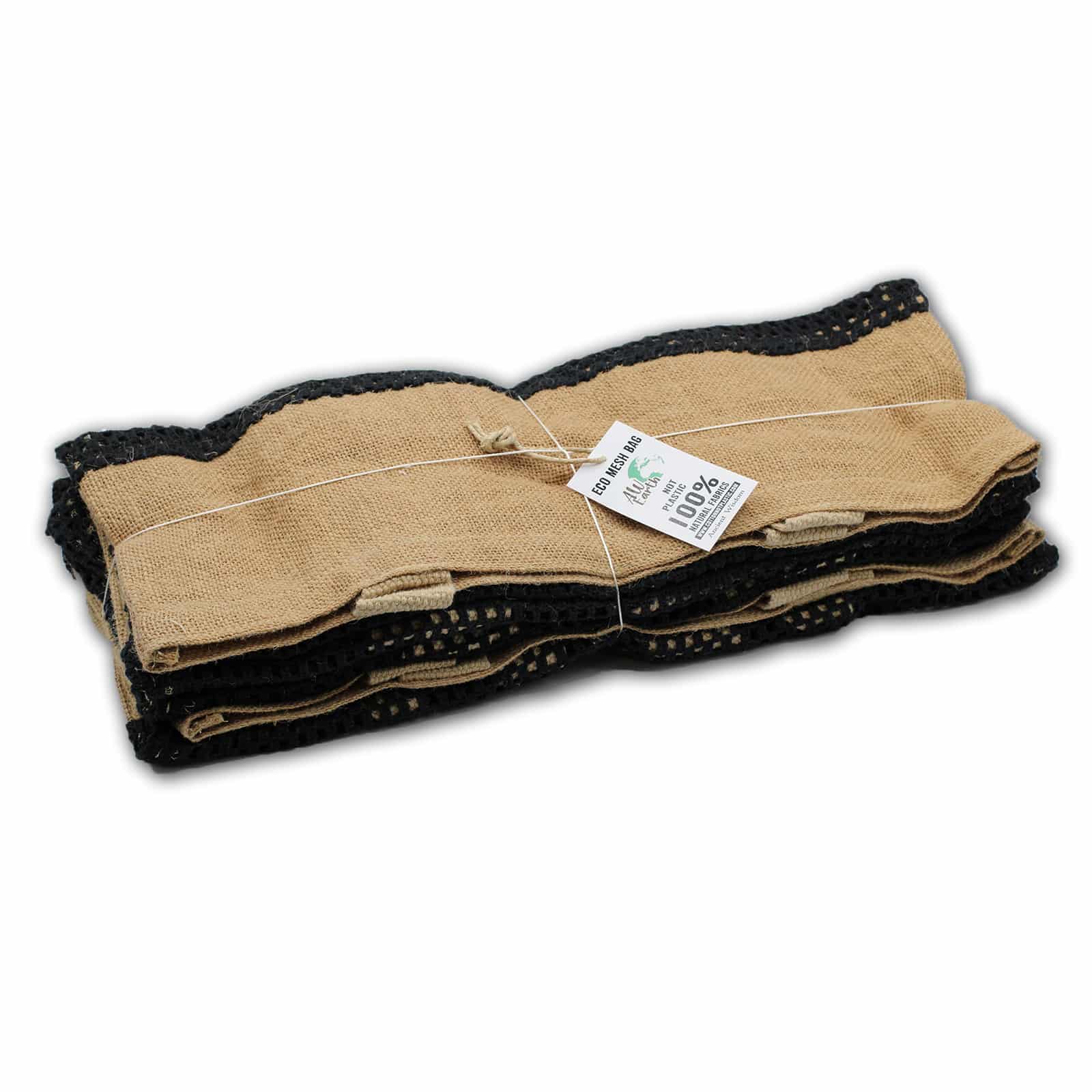 Pure Soft Jute and Cotton Mesh Bag - Black-3