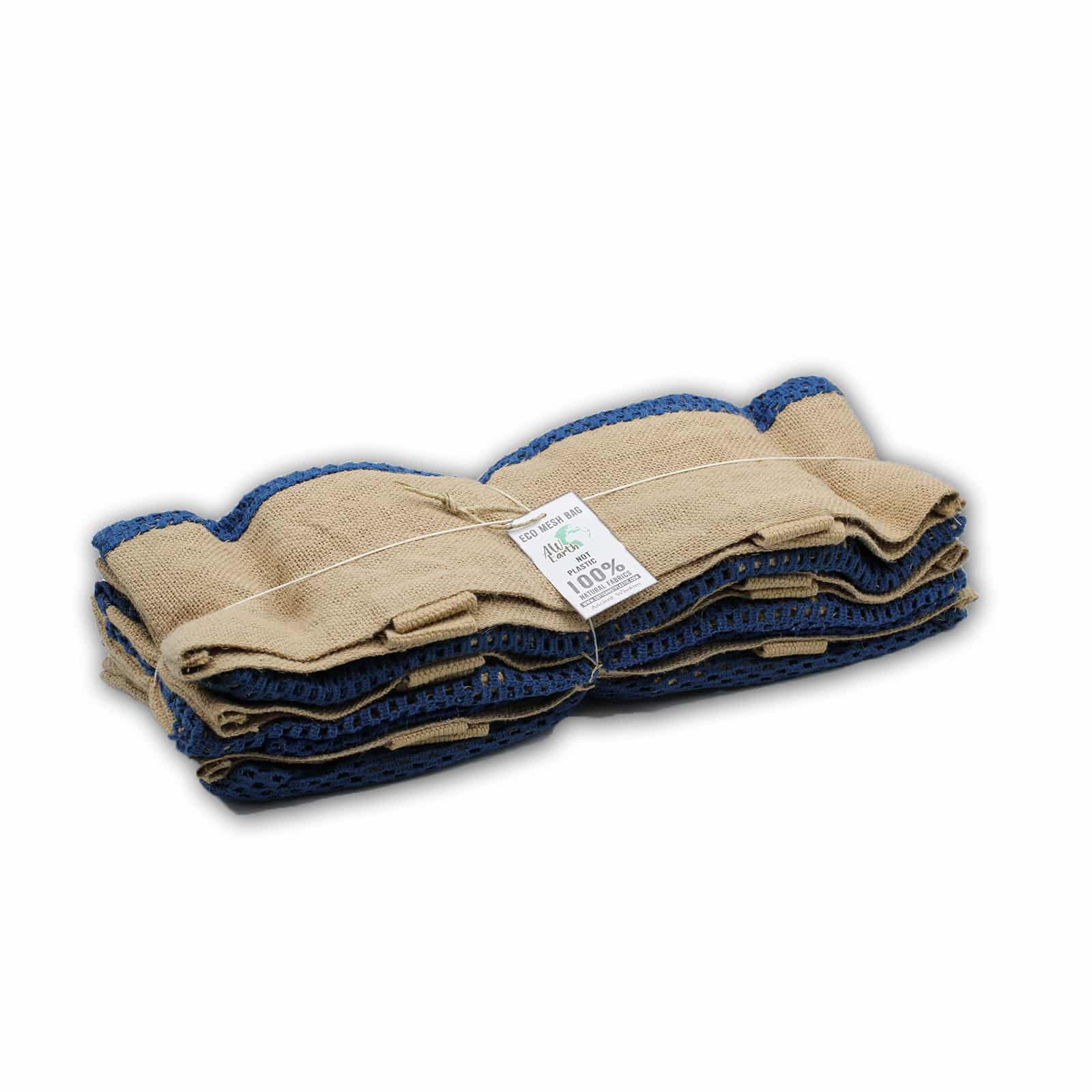 Pure Soft Jute and Cotton Mesh Bag - Denim-2
