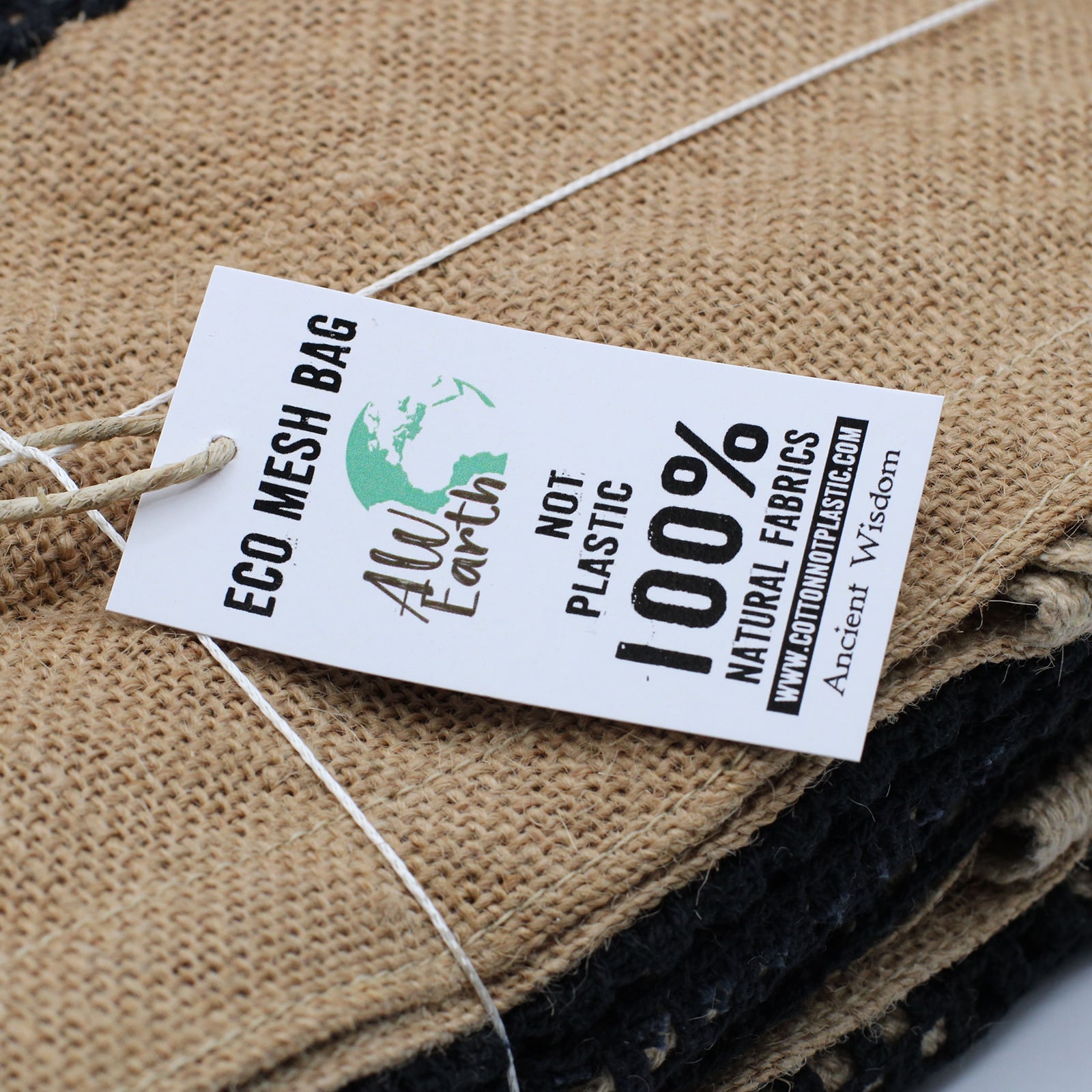 Pure Soft Jute and Cotton Mesh Bag - Natural-3