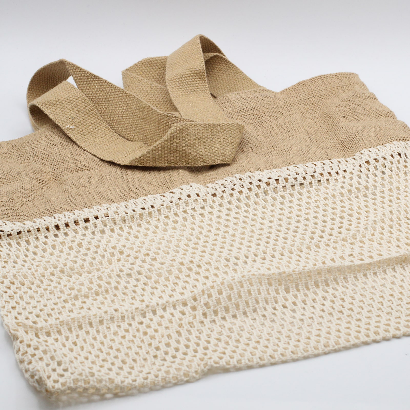 Pure Soft Jute and Cotton Mesh Bag - Natural-4