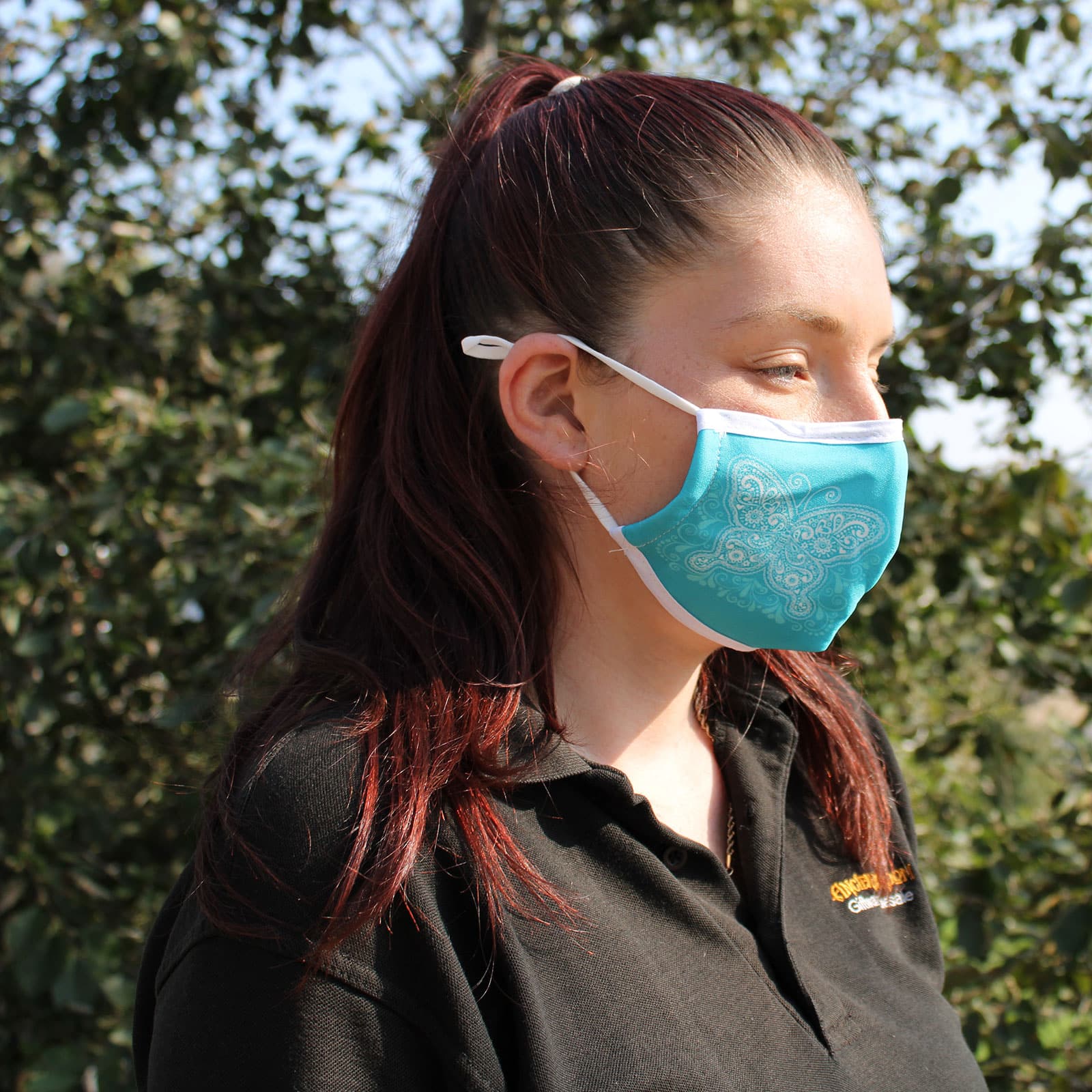Reusable Fashion Face Covering - Blue Butterfly (Adult)-2