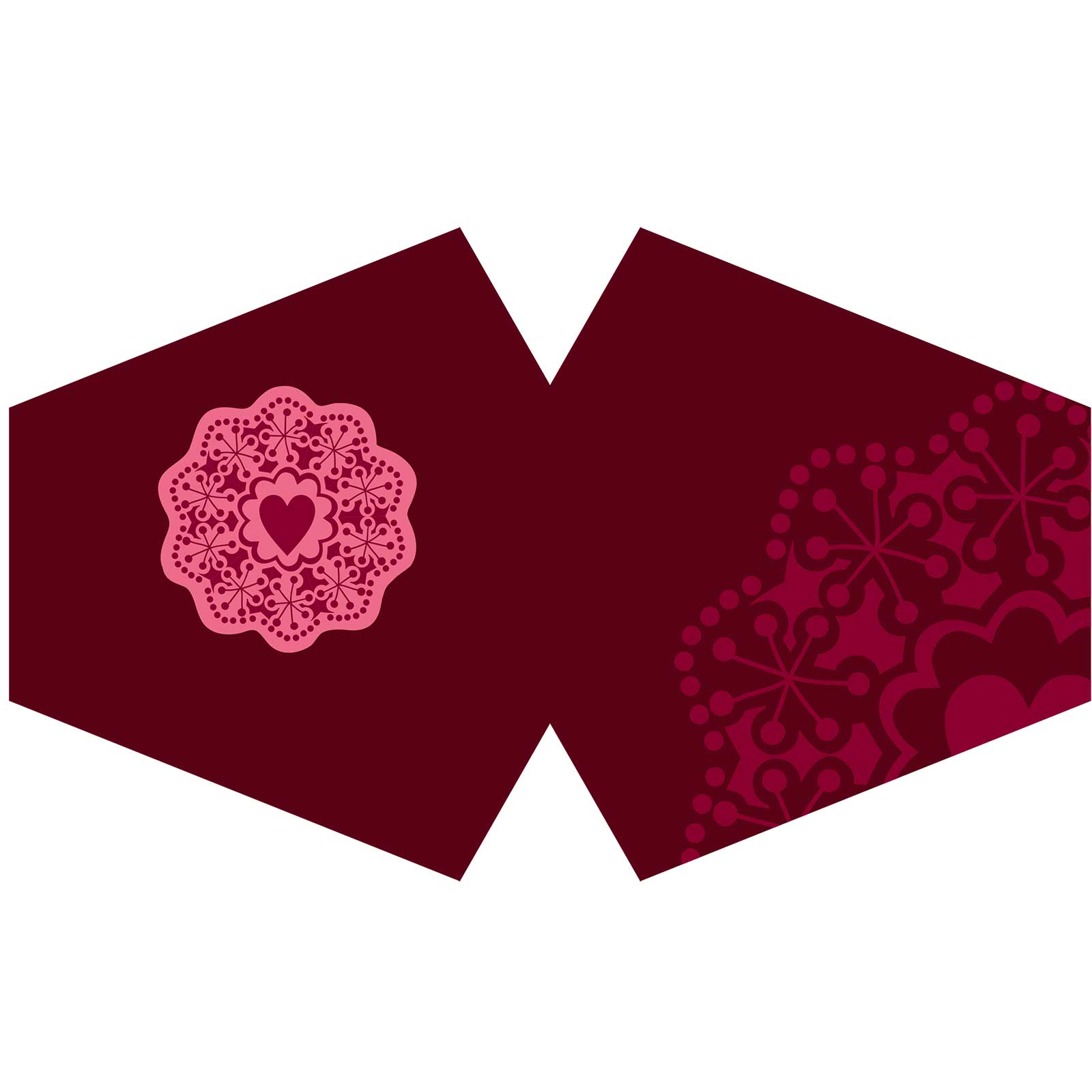 Reusable Fashion Face Covering - Red Mandala Heart (Adult)-2