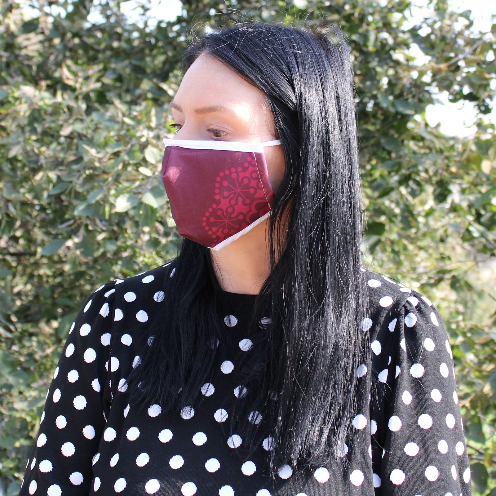Reusable Fashion Face Covering - Red Mandala Heart (Adult)-4