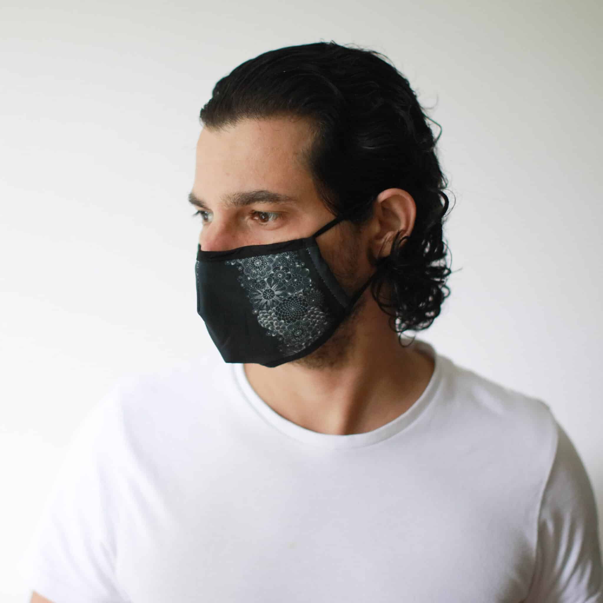 Reusable Fashion Face Mask - Black Elegance (Adult)-2