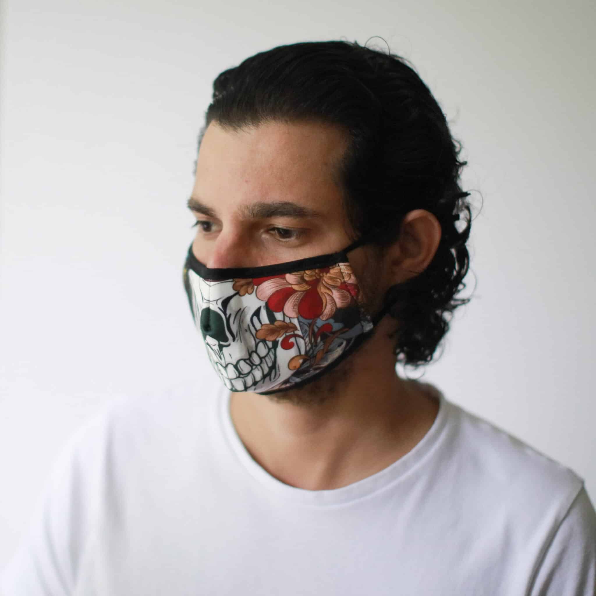 Reusable Fashion Face Mask - Colourful Calavera (Adult)-2