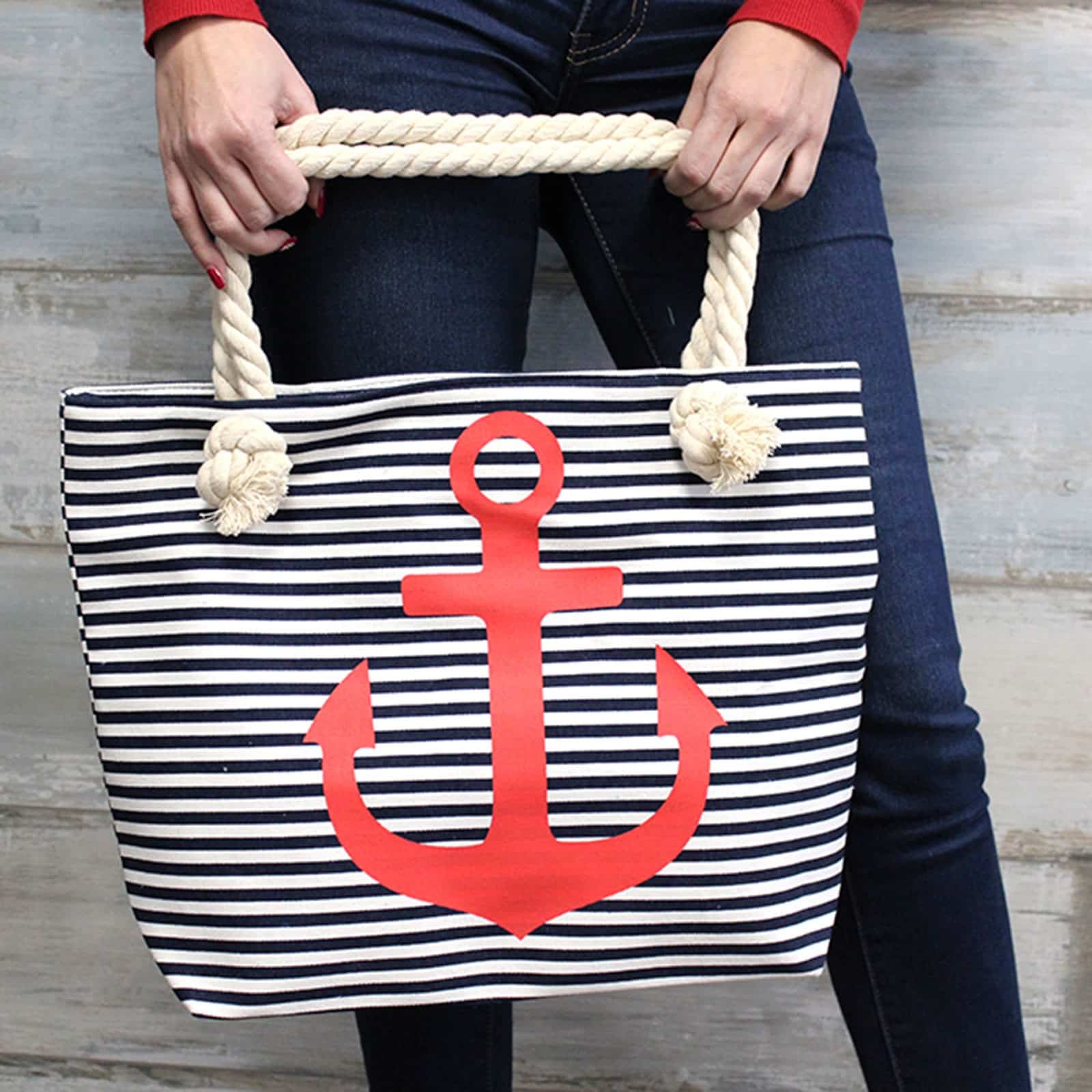 Rope Handle Bag - Red Anchor-4