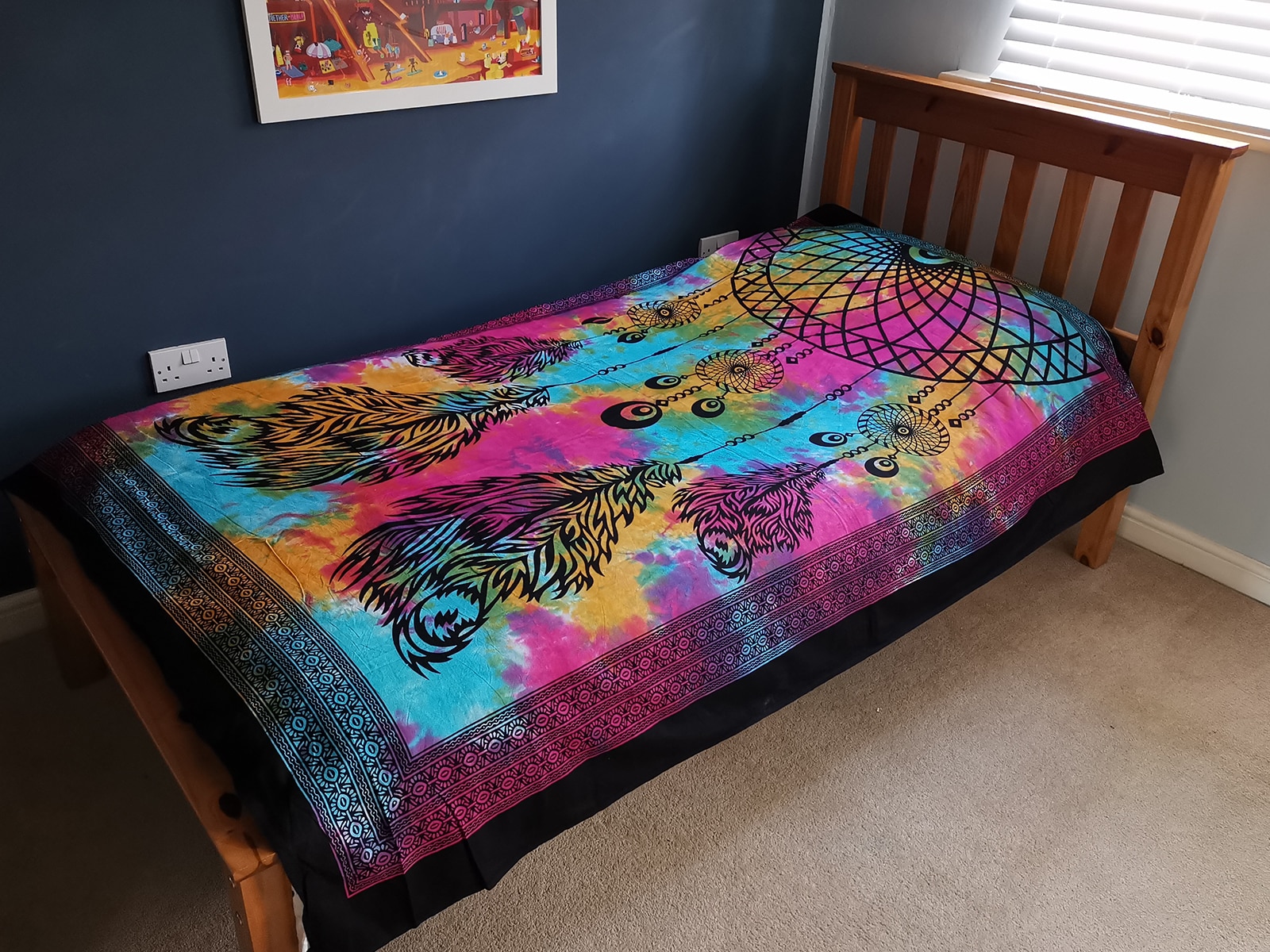 Single Cotton Bedspread + Wall Hanging - Dreamcatcher-4