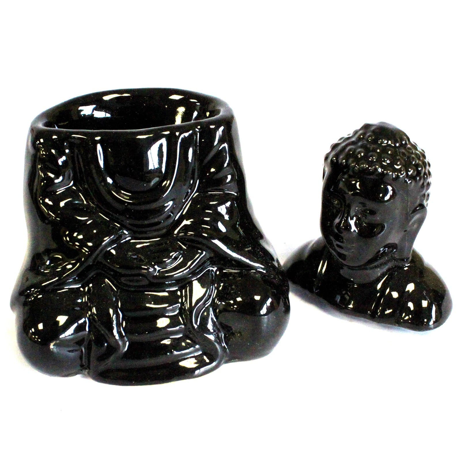 Sitting Buddha Oil Burner - Black-3