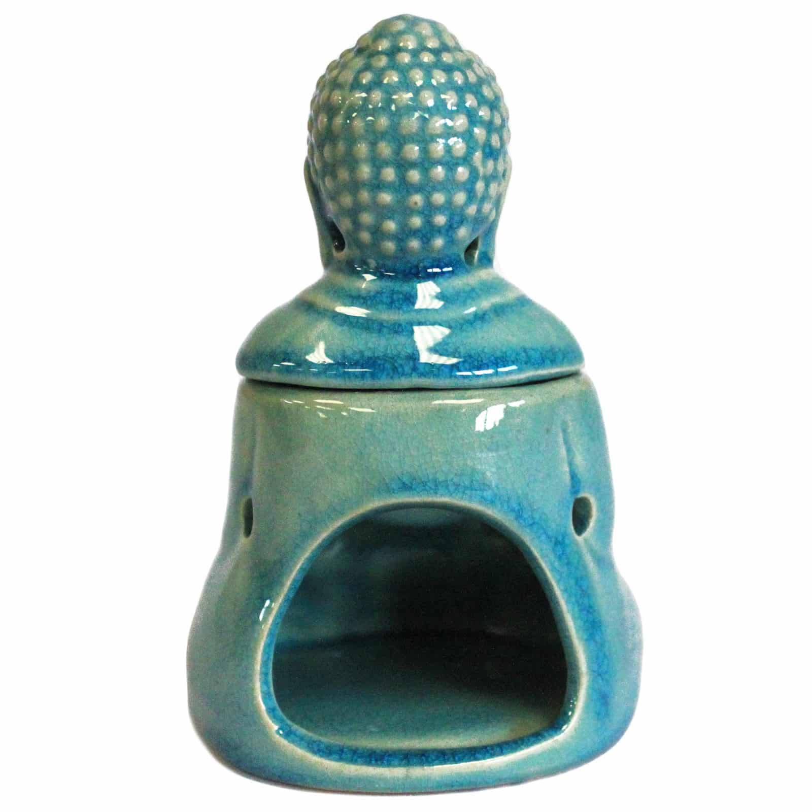Sitting Buddha Oil Burner - Blue-2