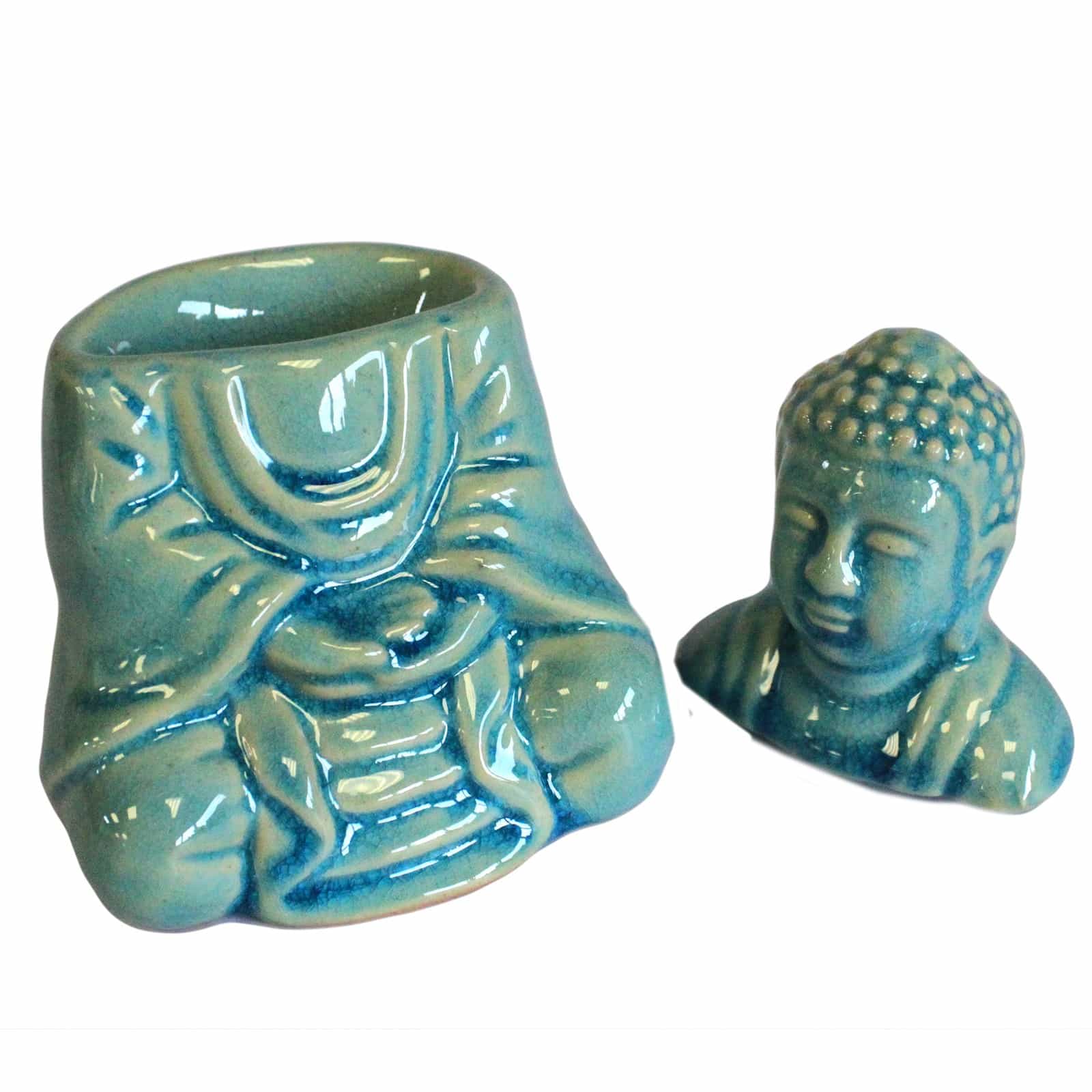 Sitting Buddha Oil Burner - Blue-3