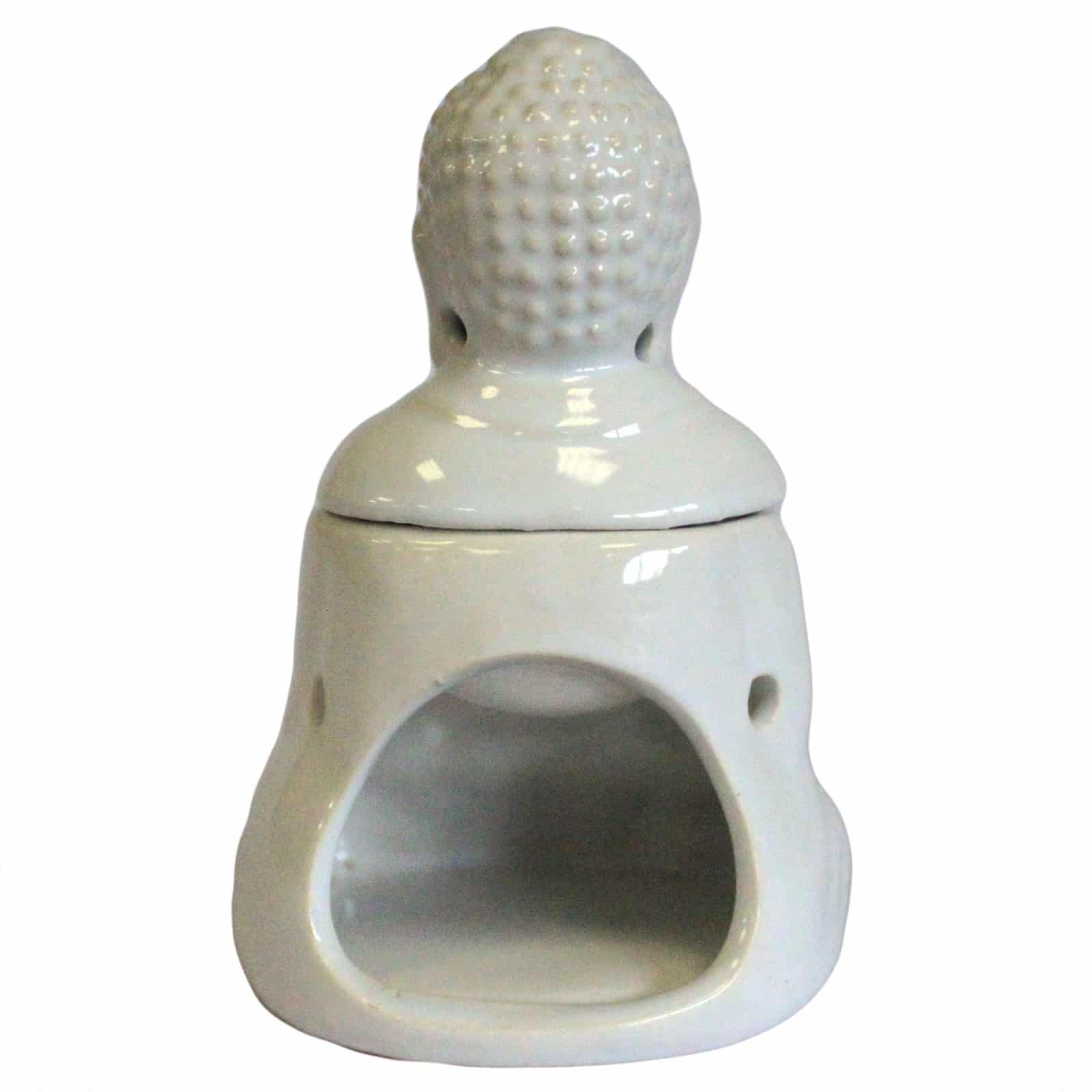 Sitting Buddha Oil Burner - White-2