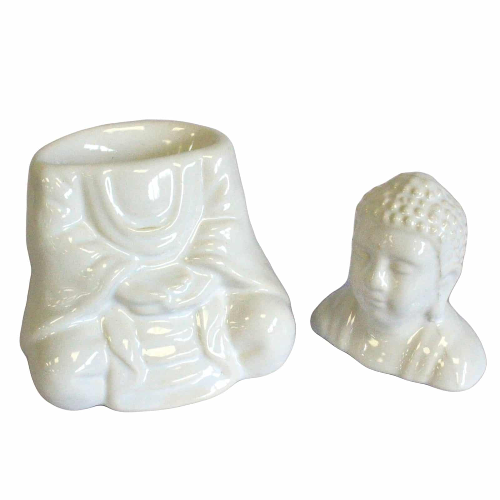 Sitting Buddha Oil Burner - White-3