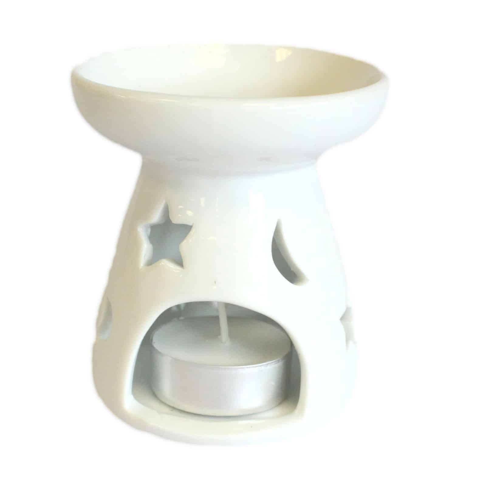 Sm Classic White Oil Burner - Moon & Star-2