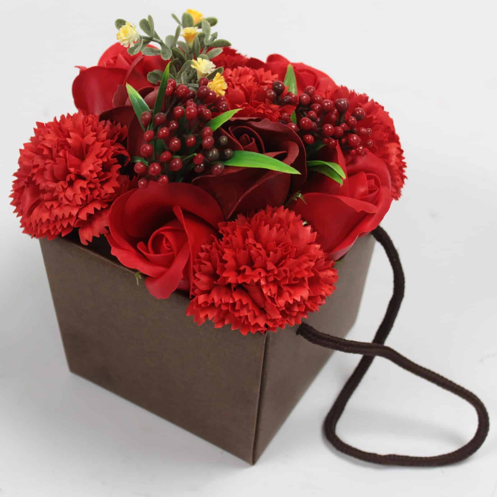 Soap Flower Bouquet - Red Rose & Carnation-2