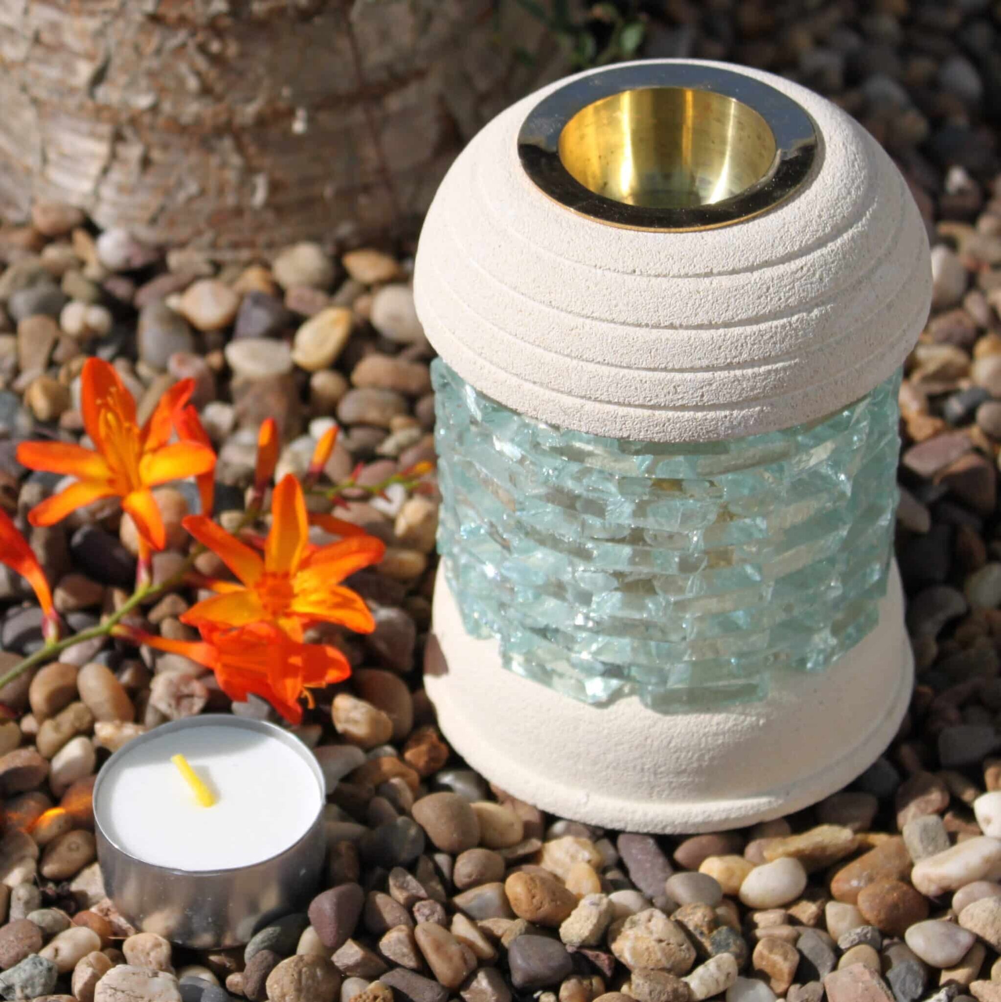 Stone Oil Burner - Round Glass Brick-2