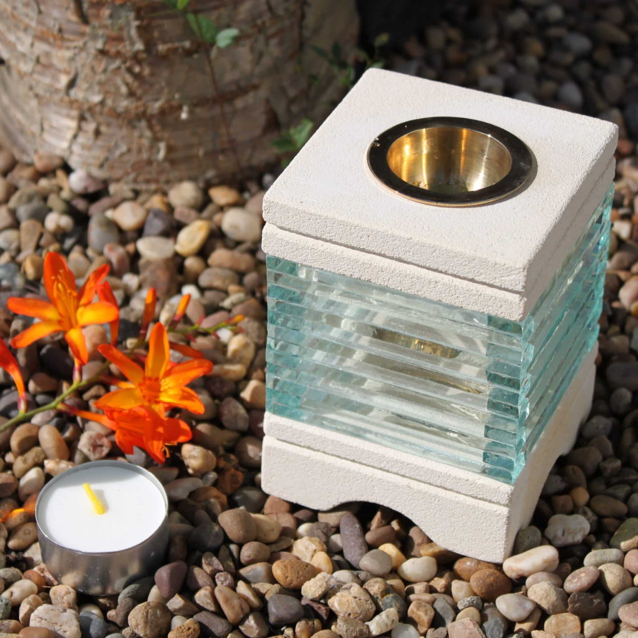 Stone Oil Burner - Square Glass Brick-2