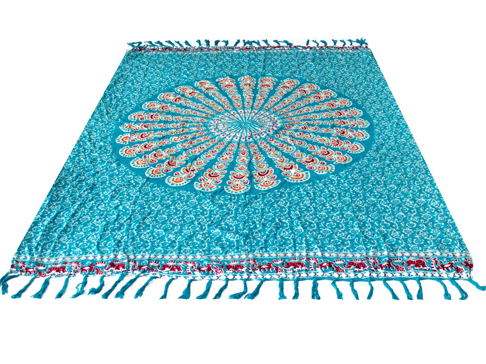 Teal Orange Mandala Sarongs-3