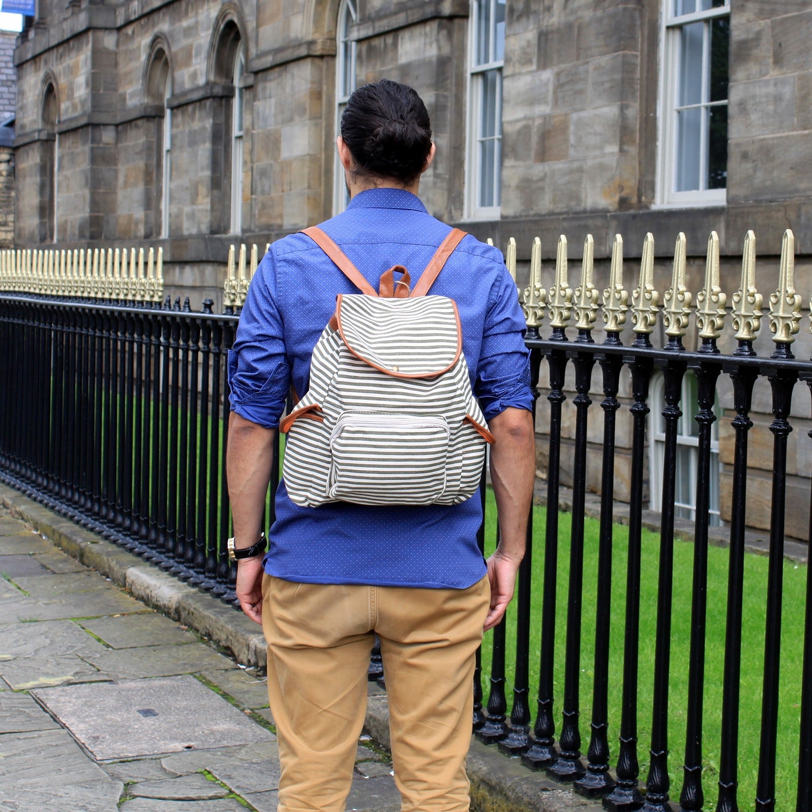 Traveller Backpacks - 3 Pocket Olive Stripe-4